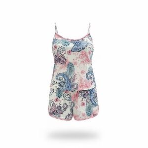 Secret Treasures Pink and Blue Paisley Sleepwear Set Size Medium